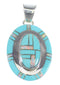 Turquoise And Opal Genuine Sterling Silver Pendant Southwestern Jewelry VX54833